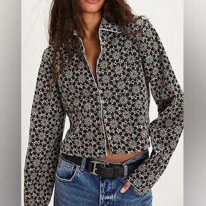 NWOT Free People Black/ White Dream A Little Dream Blouse Size Extra Small